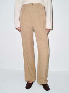 Reformation Mason High Waisted Wide Leg Pleated Trouser Pants Khaki Tan Women 12